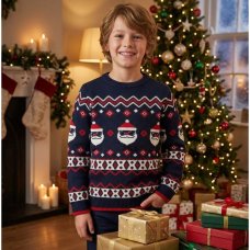 OVX32: Kids Knitted Christmas Santa Jumper (9-15 years)